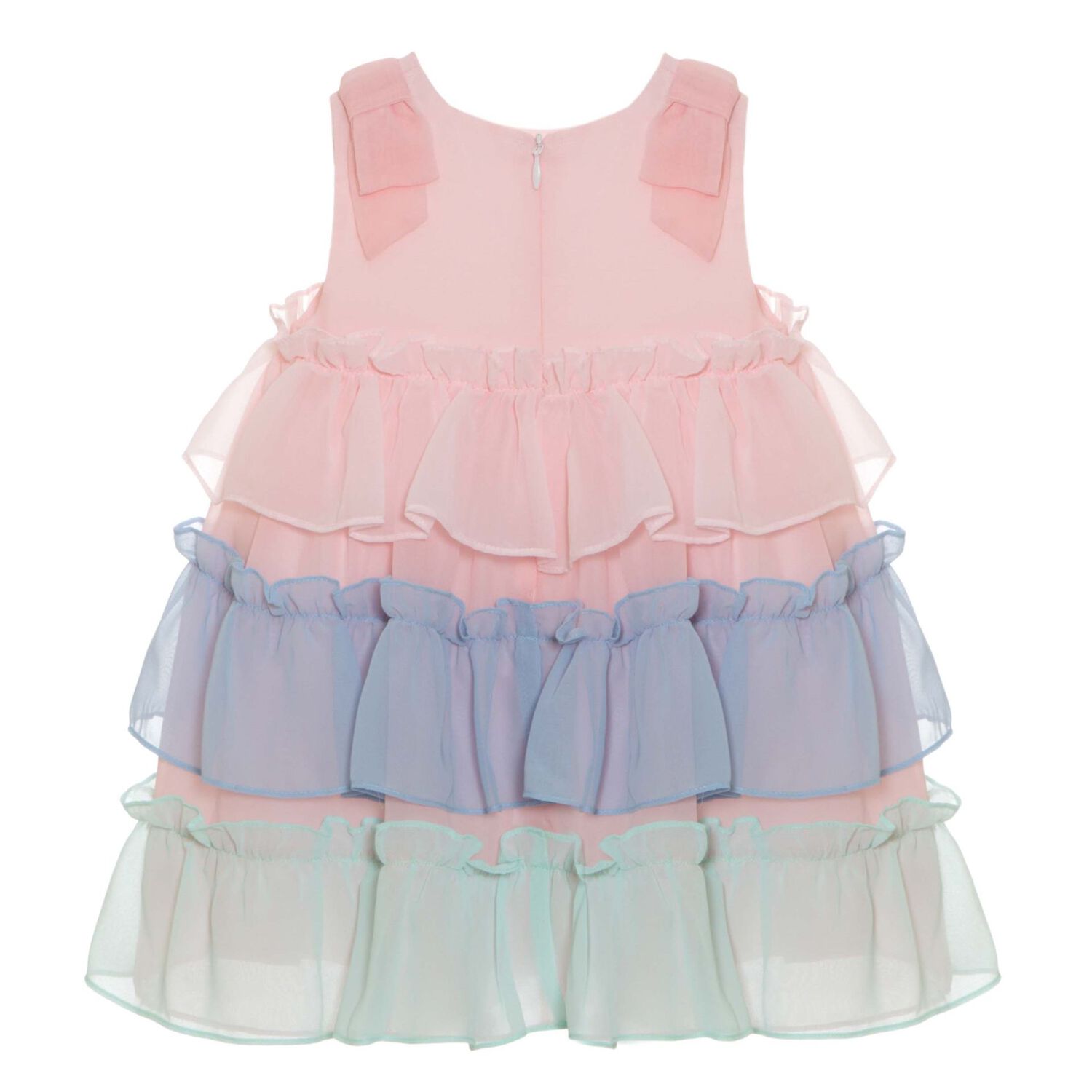 Baby Girls Pink & Blue Chiffon Ruffle Dress, 1, hi-res image number null
