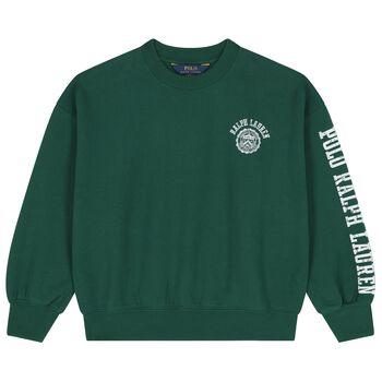 Ralph Lauren Girls Green Logo Sweatshirt, 1 Girls Green Logo Sweatshirt
