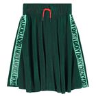 Girls Green Plissé Logo Skirt, 2, hi-res