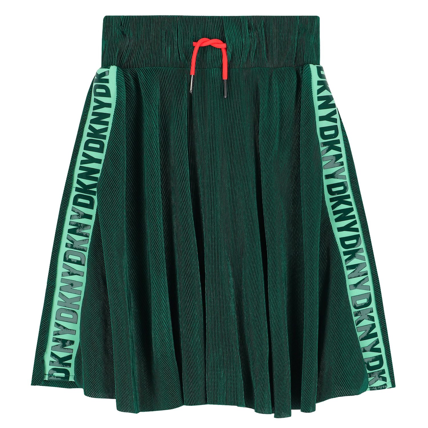 Girls Green Plissé Logo Skirt, 2, hi-res image number null