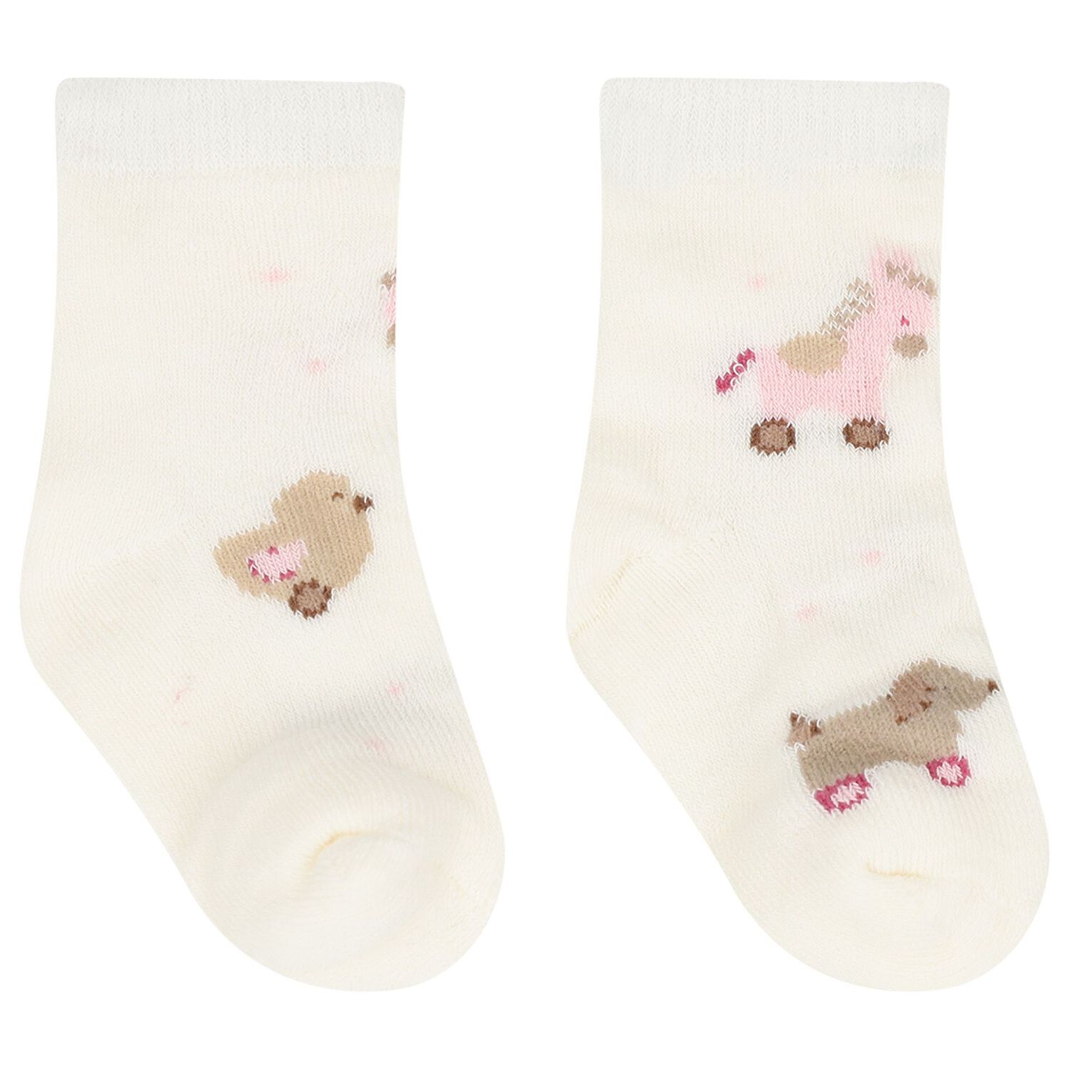 Baby Girls Pink & Ivory Socks ( 4 Pack ), 3, hi-res