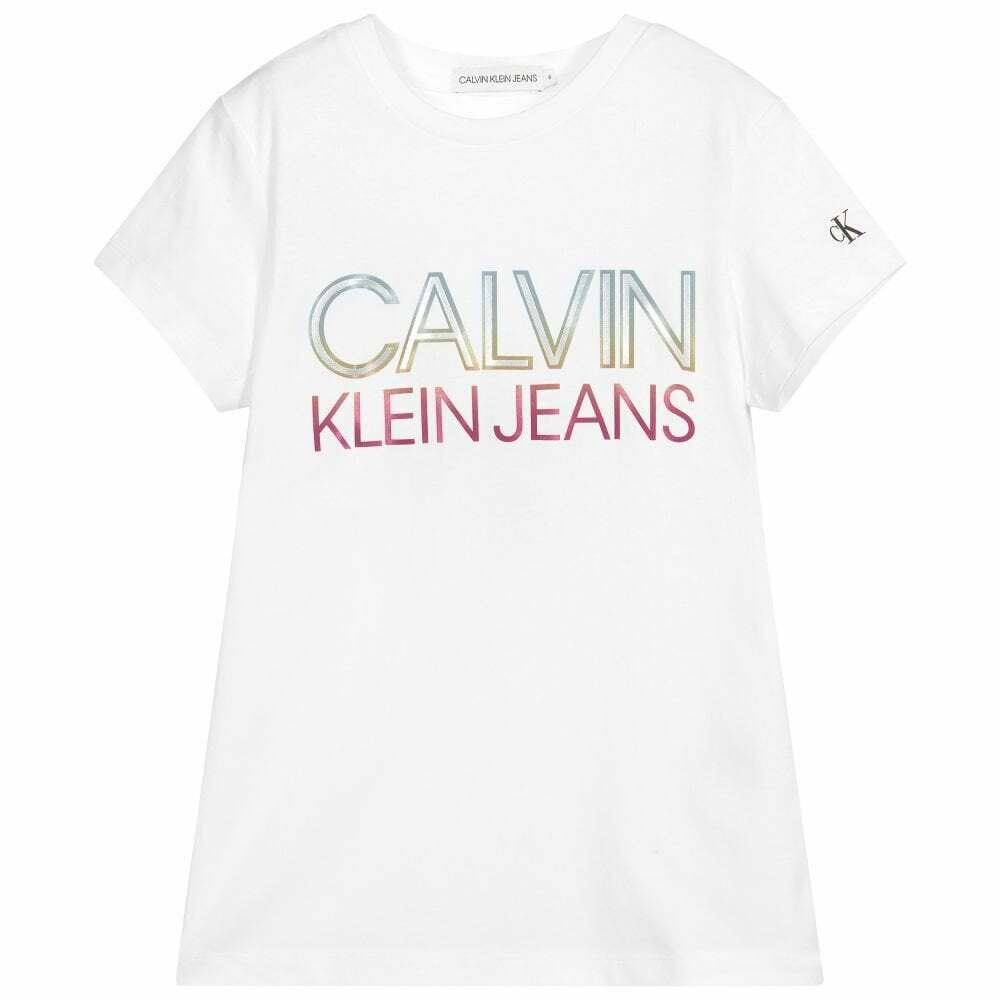 Calvin Klein Girls White Logo T Shirt Junior Couture UAE