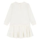 طقم فستان سويت شيرت بنات بولو بطبعة دب باللون العاجي , 1, hi-res