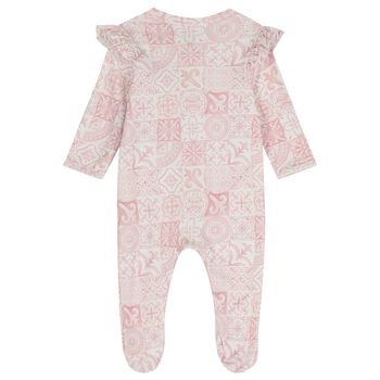Baby Girls Pink & White Babygrow