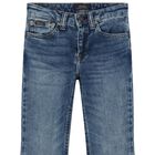 Girls Denim Blue Flared Jeans, 1, hi-res