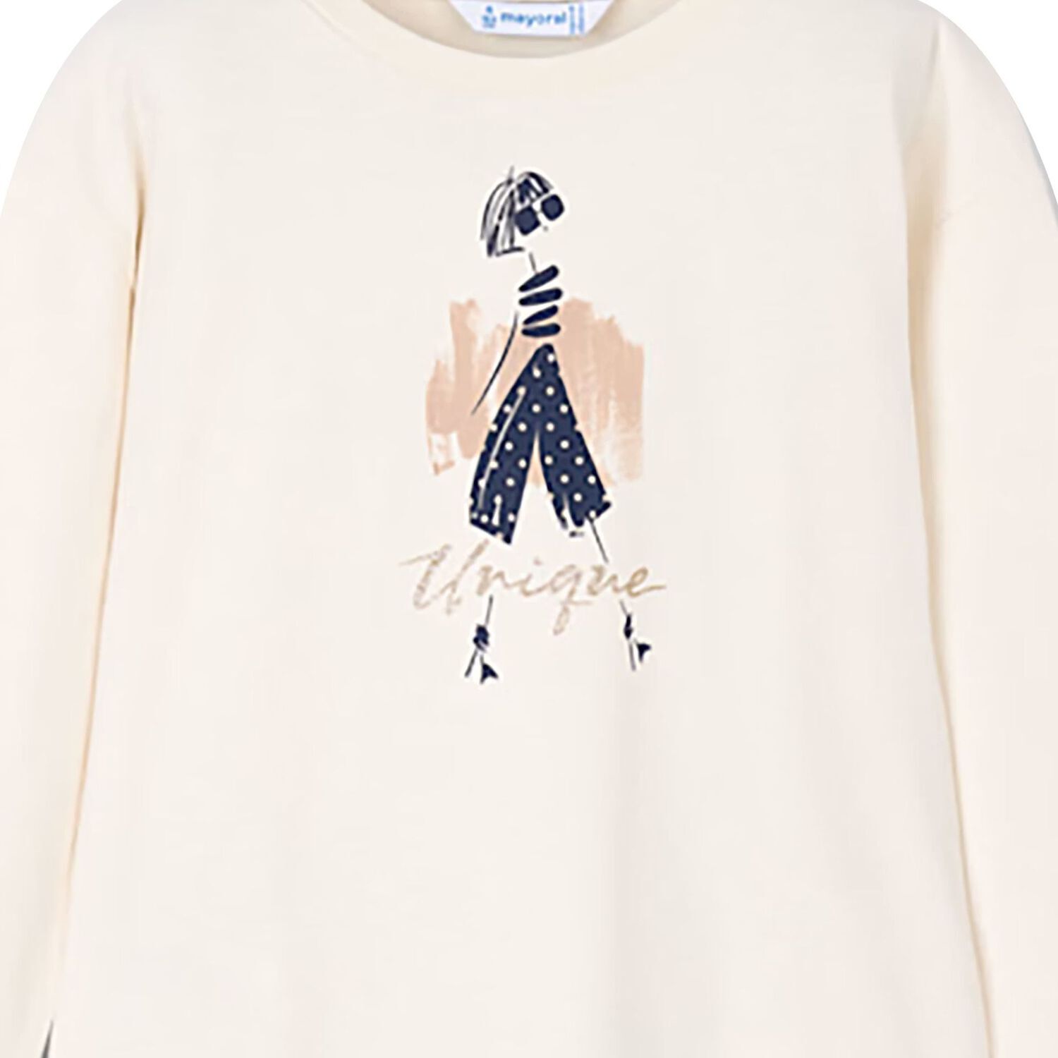 Girls Ivory Long Sleeve Top, 1, hi-res image number null