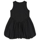Girls Black Embellished Rhinestones Dress, 1, hi-res