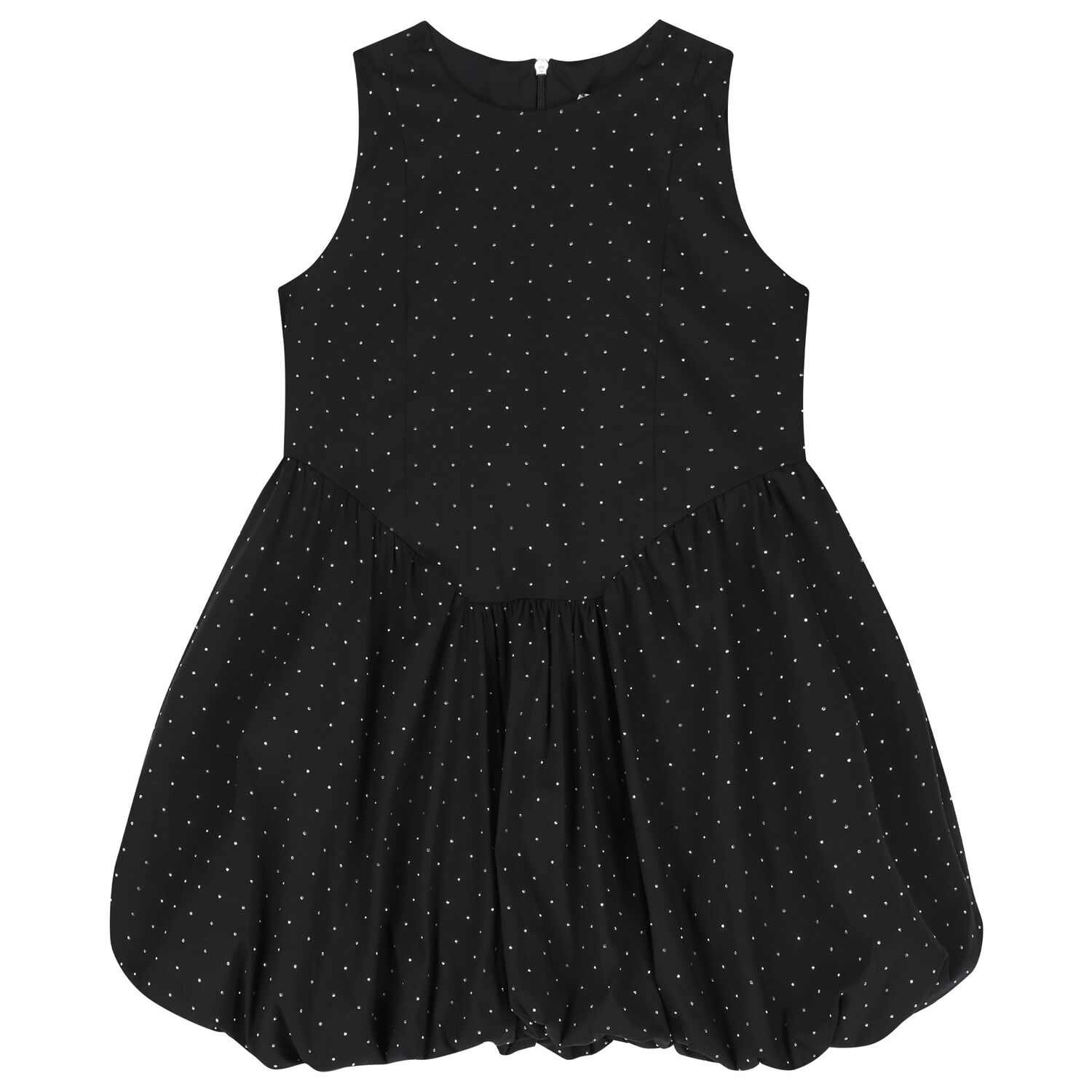 Girls Black Embellished Rhinestones Dress, 1, hi-res