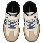 Boys Blue & White Leather Trainers, 1, hi-res