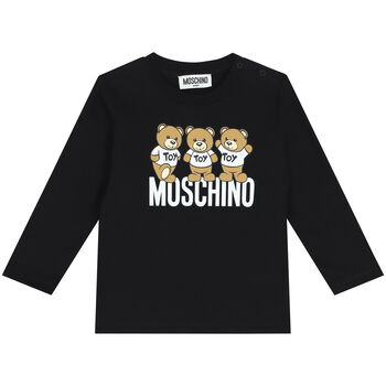 Black Teddy Bear Logo Long Sleeve Top