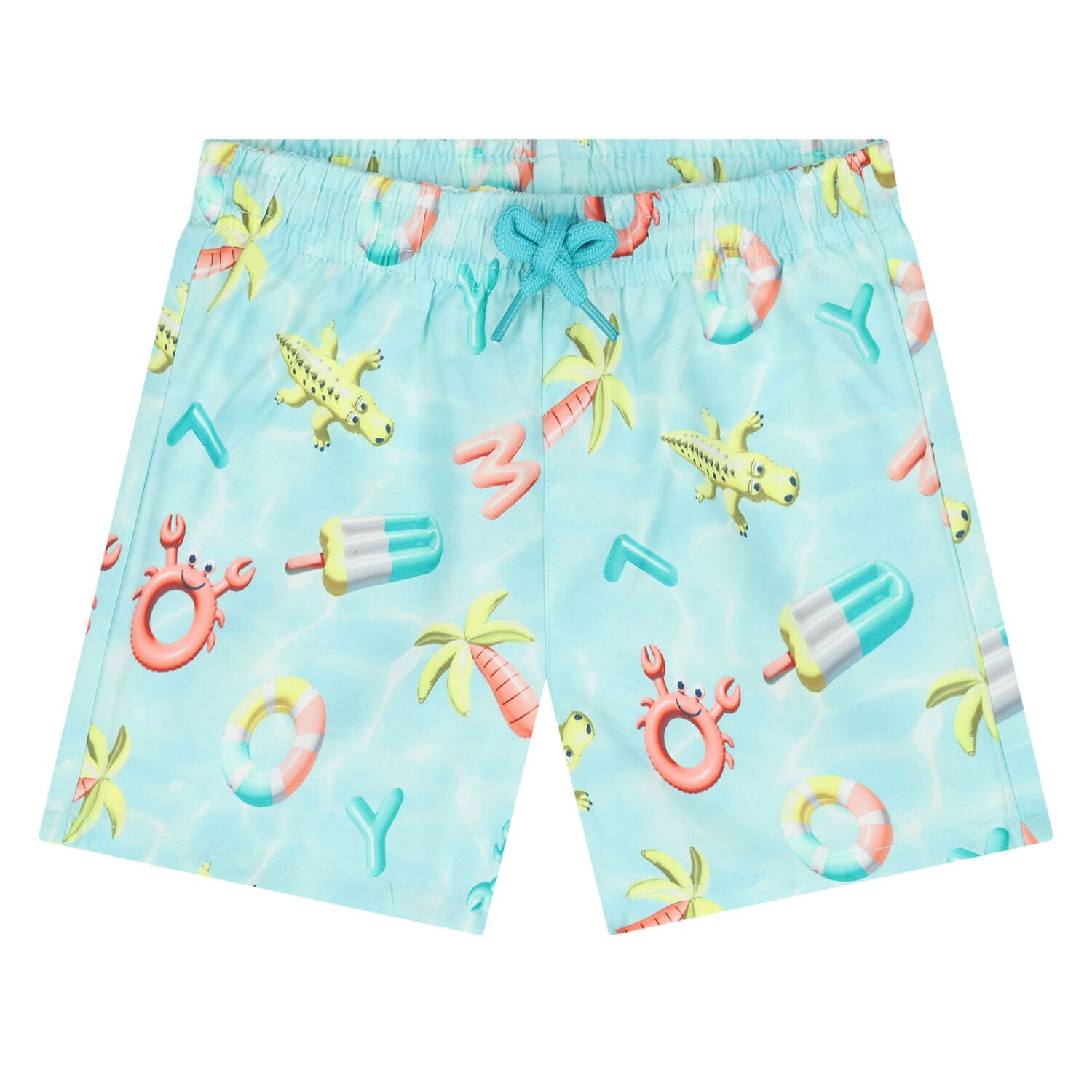 Younger Boys Aqua Swim Shorts & Reversible Hat Set, 3, hi-res