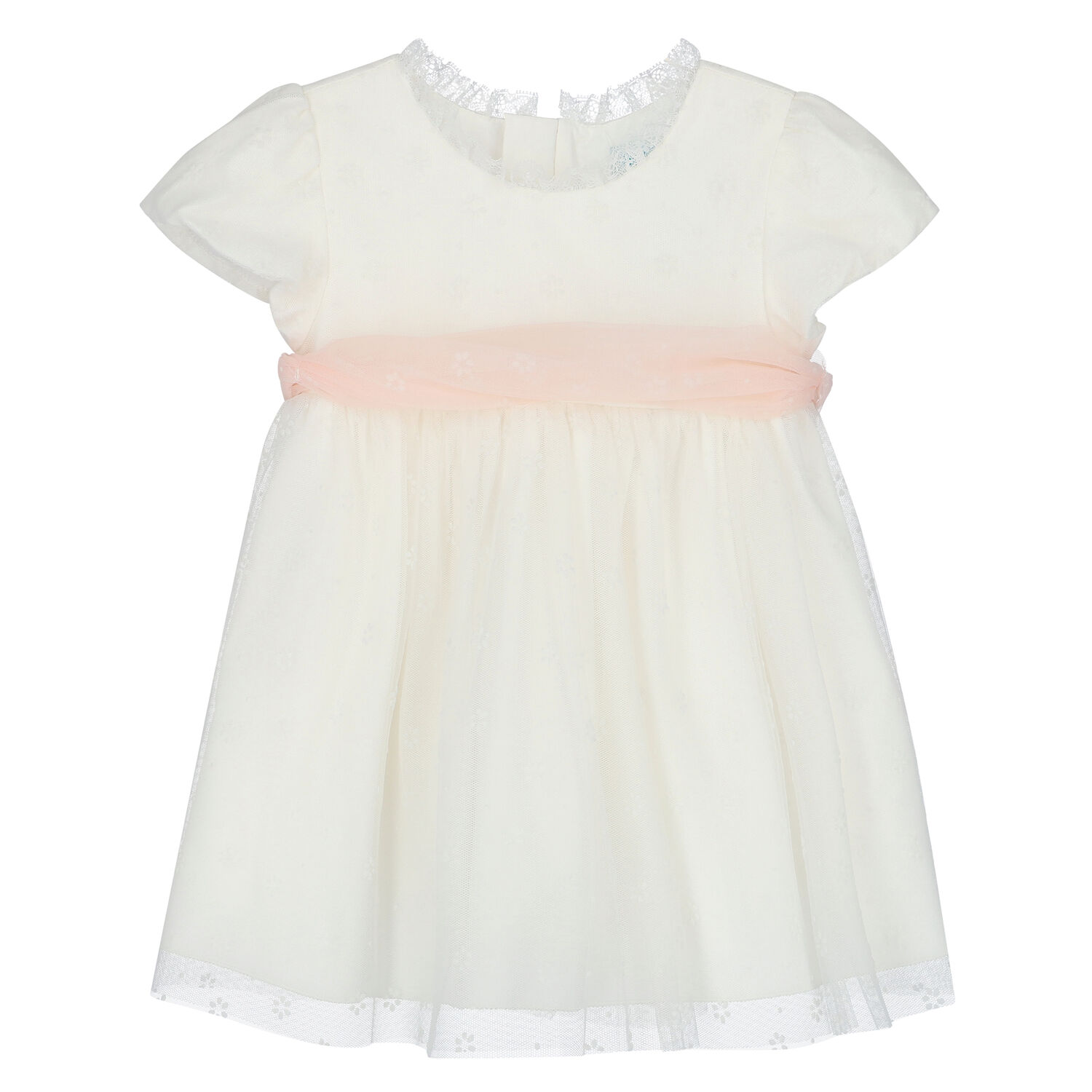 Baby Girls White & Pink Tulle Dress Set, 1, hi-res image number null