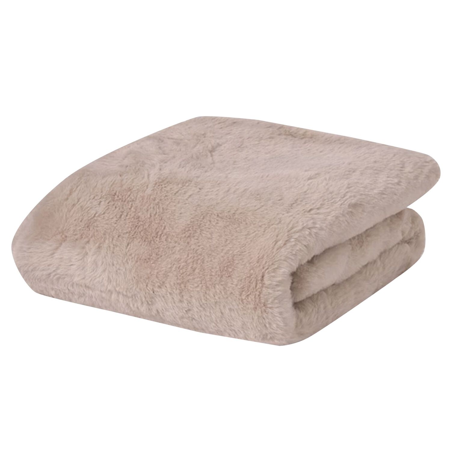 Beige Faux Fur & Pom-Pom Baby Blanket, 1, hi-res