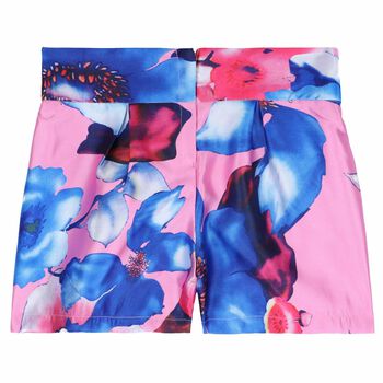 Girls Pink Printed Shorts