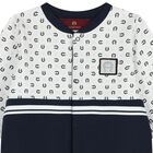 Baby Boys White & Navy Blue Babygrow Set, 1, hi-res