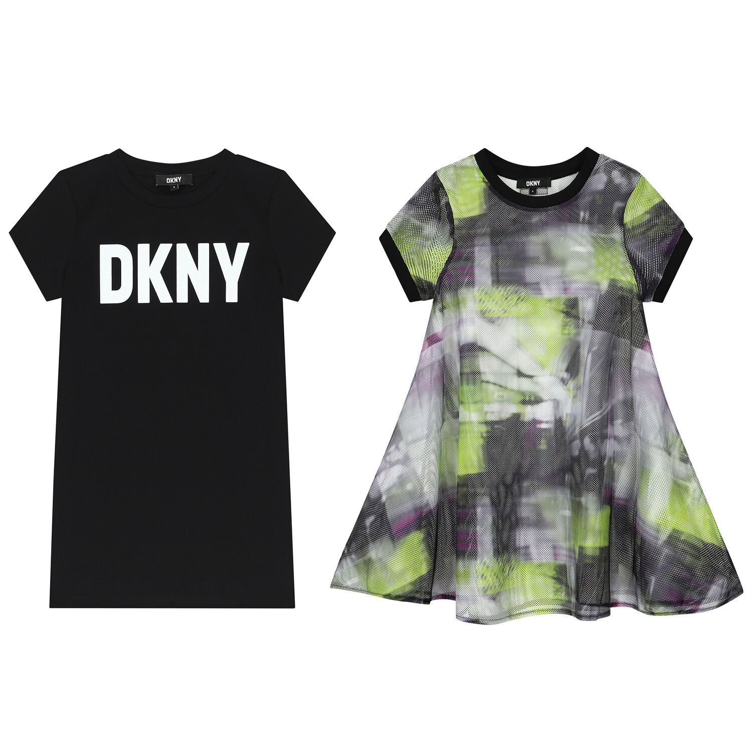 فستان بنات بالشعار2 فى 1 باللون الاخضر والاسود والأرجواني, 1, hi-res