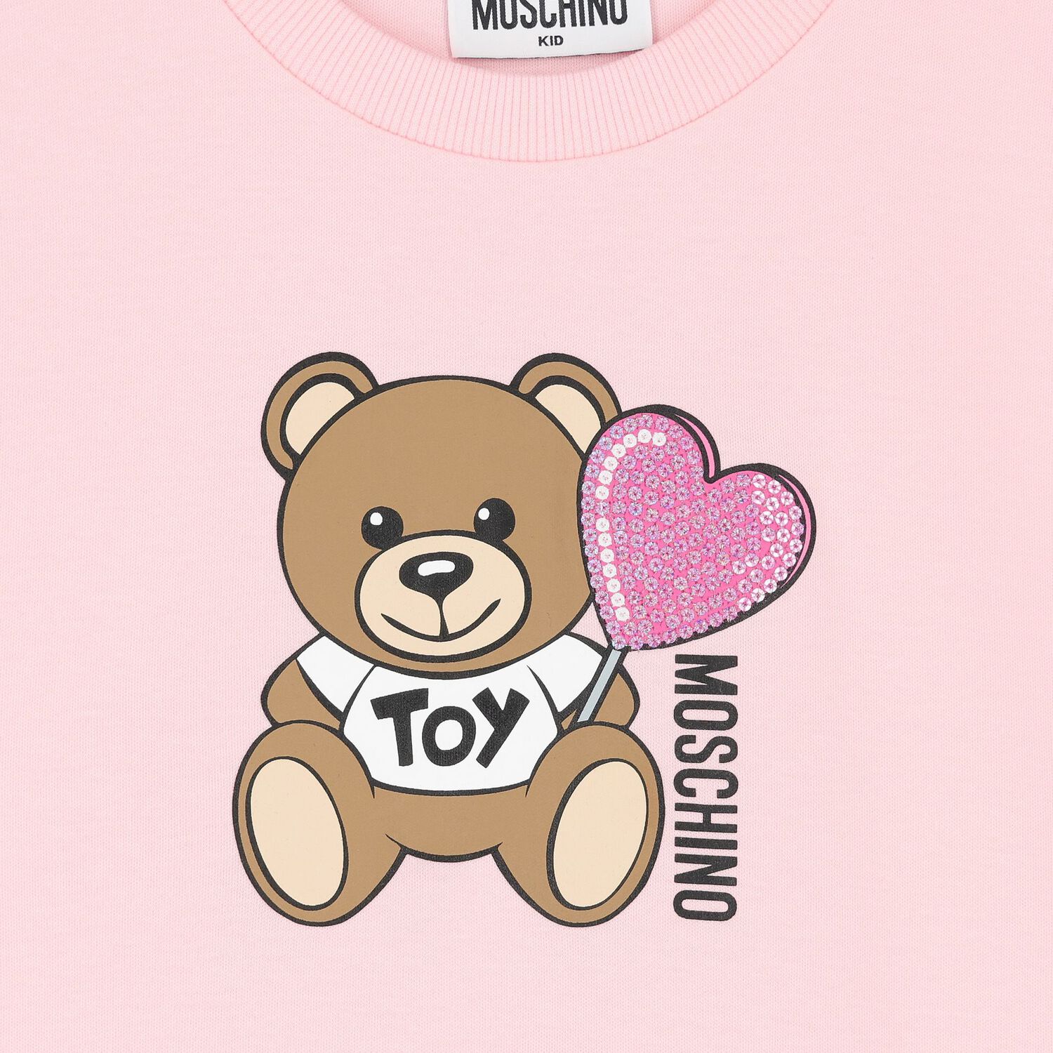 Girls Pink Teddy Bear Logo Dress, 4, hi-res