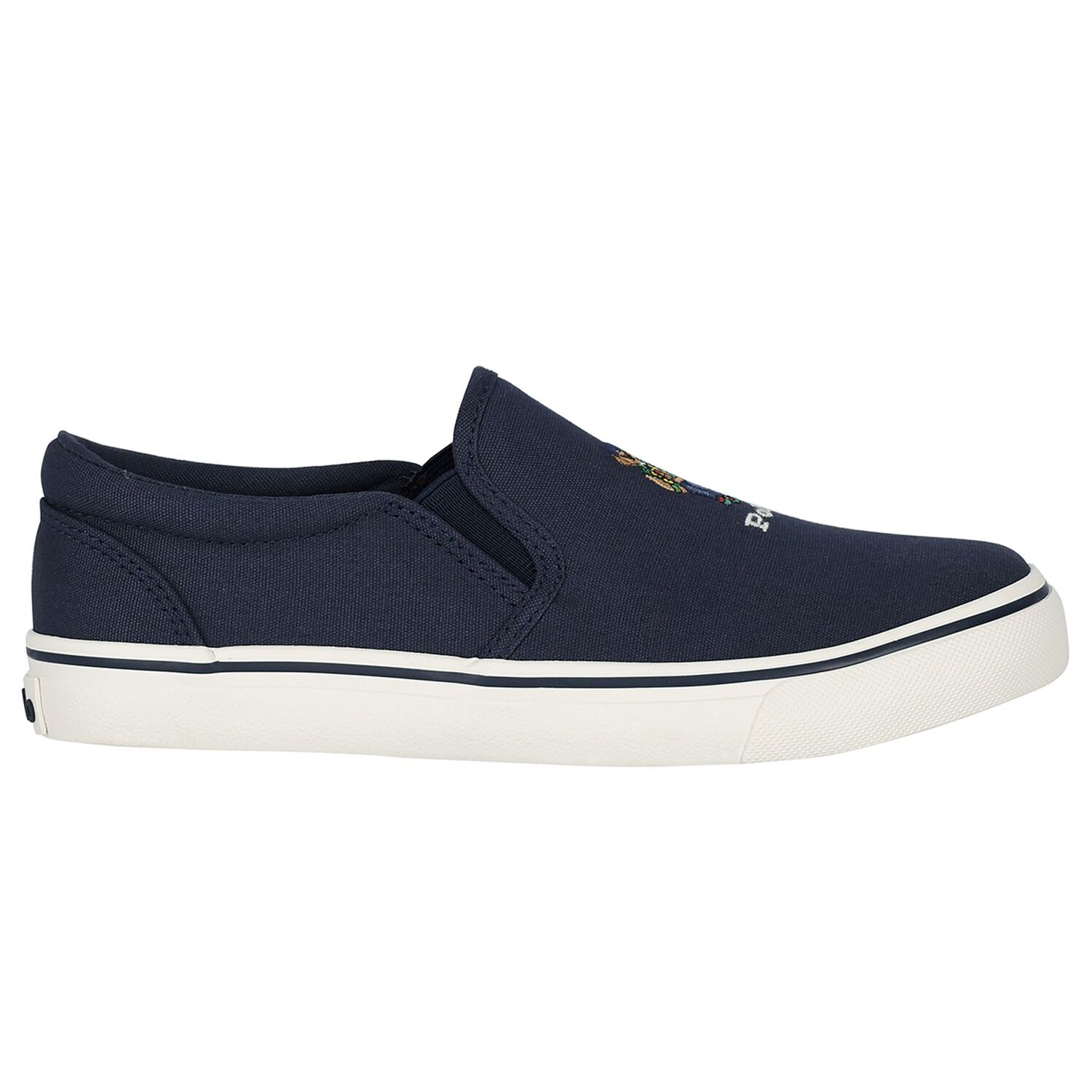 Boys Navy Blue Polo Bear Trainers, 1, hi-res