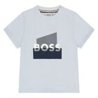 Younger Boys Mini Me Blue Logo T-Shirt, 1, hi-res