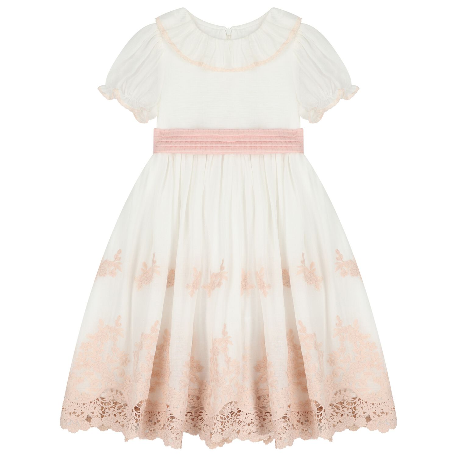 Girls White & Pink Floral Dress , 2, hi-res