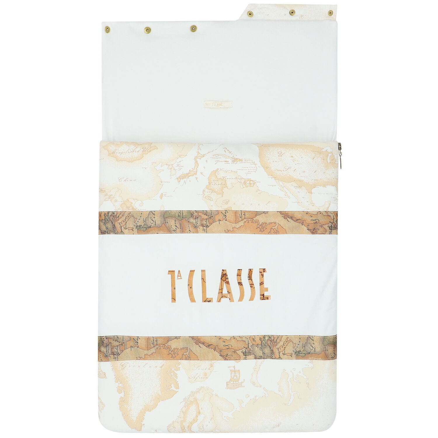 مدس بالشعار بطبعة خريطة باللون الأبيض والبيج , 1, hi-res