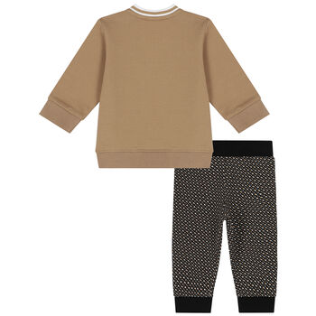 Baby Boys Beige & Black Logo Tracksuit