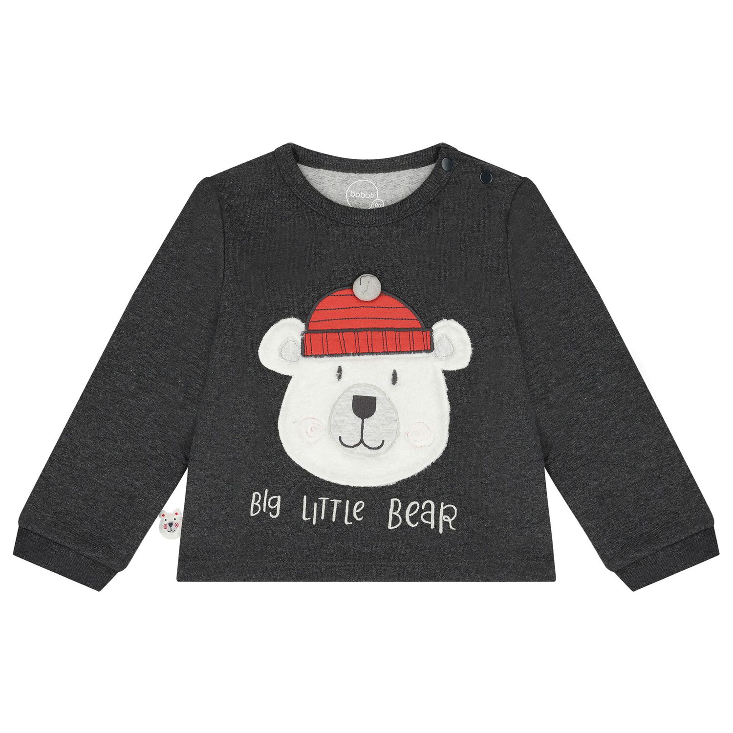 طقم رياضي أولاد بطبعة دب باللون الرمادي للأطفال , 1, hi-res