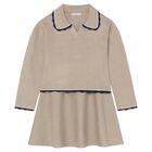 Girls Beige Knitted Skirt Set, 2, hi-res