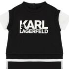 Baby Boys Black Logo Romper, 1, hi-res