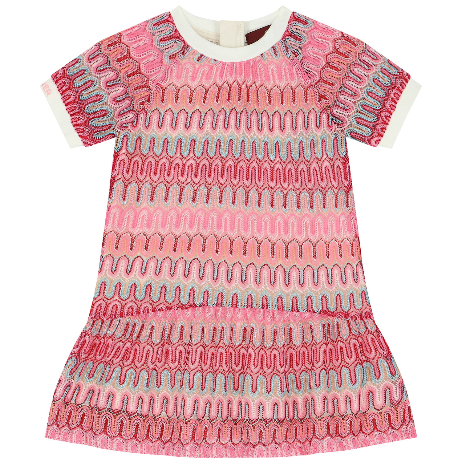 Younger Girls Pink Crochet Lace Dress, 1, hi-res