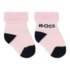 Baby Girls Pink, White & Black Logo Socks ( 3-Pack ), 1, hi-res