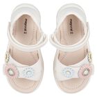 Younger Girls Ivory Flower Sandals, 1, hi-res