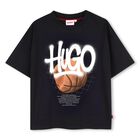 Boys Black Basketball Logo T-Shirt, 1, hi-res
