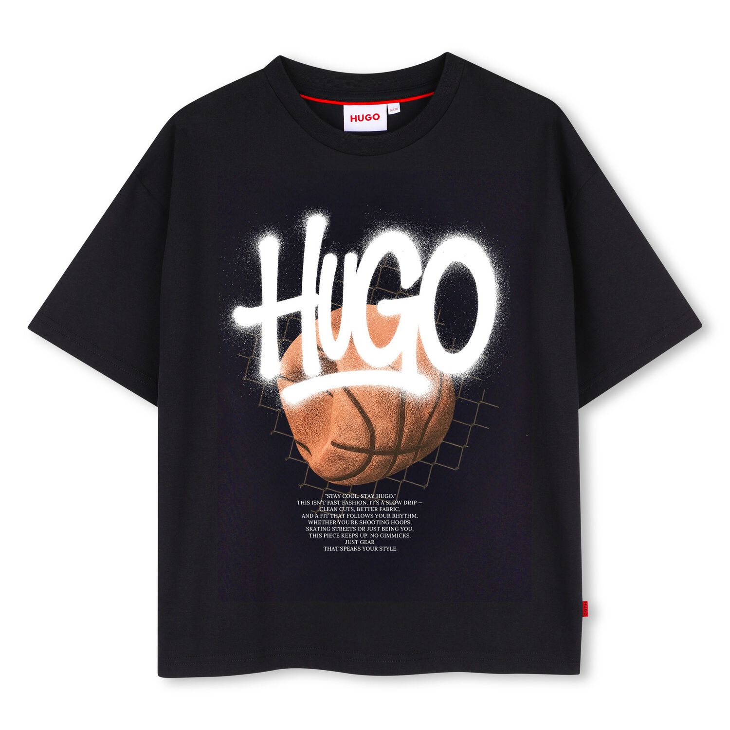 Boys Black Basketball Logo T-Shirt, 1, hi-res
