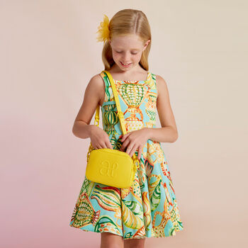 Girls Yellow Faux Leather Logo Bag