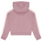 Girls Pink Logo Hooded Zip Up Top, 1, hi-res
