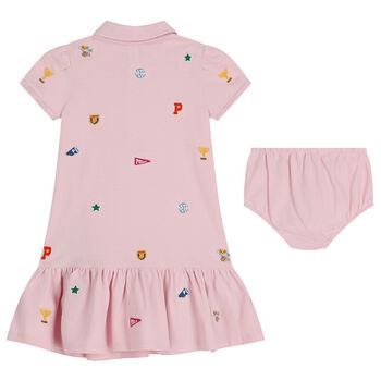Baby Girls Pink Polo Dress Set