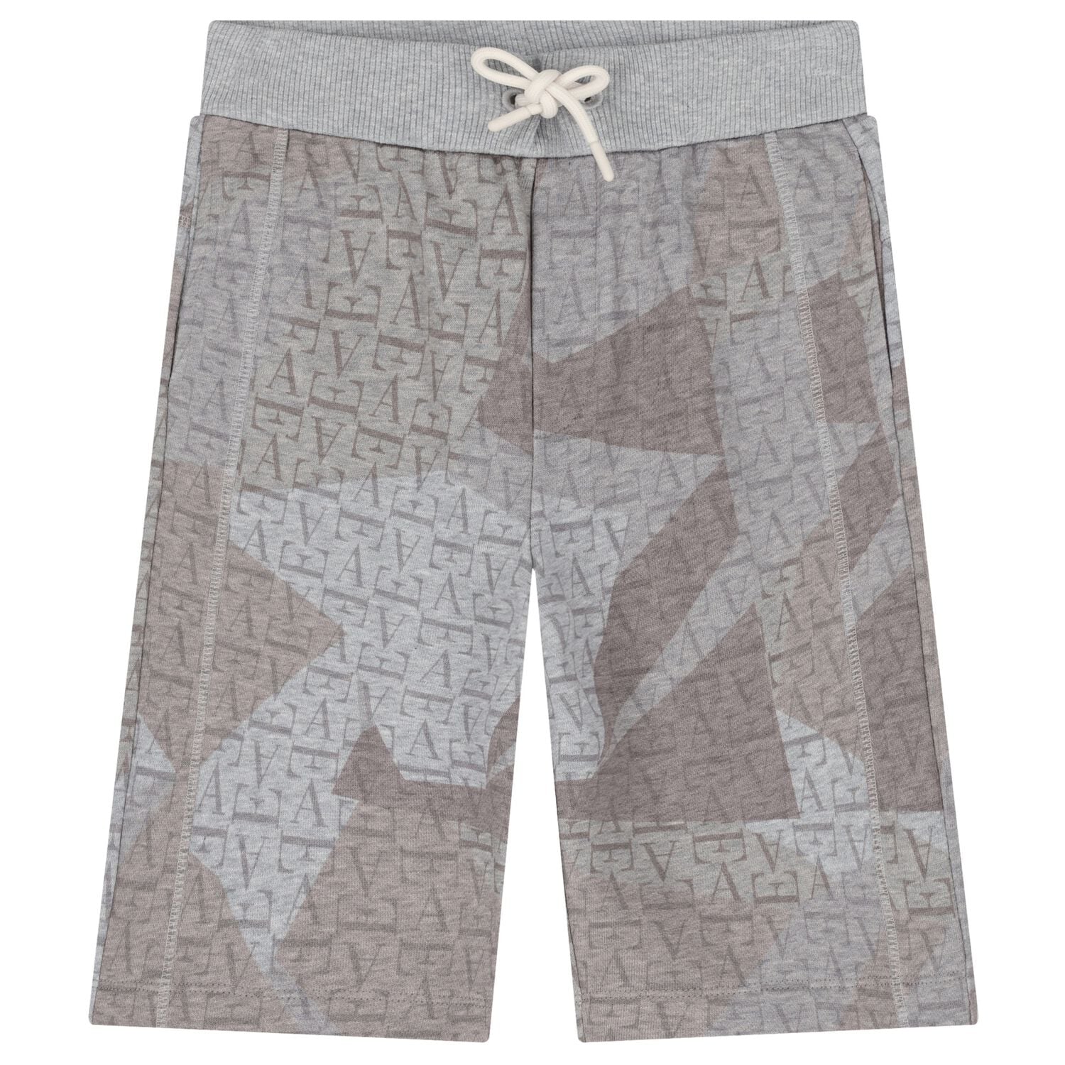 Boys Grey & Beige Logo Shorts, 1, hi-res