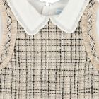 Girls Beige & White Tweed Pinafore Dress, 1, hi-res