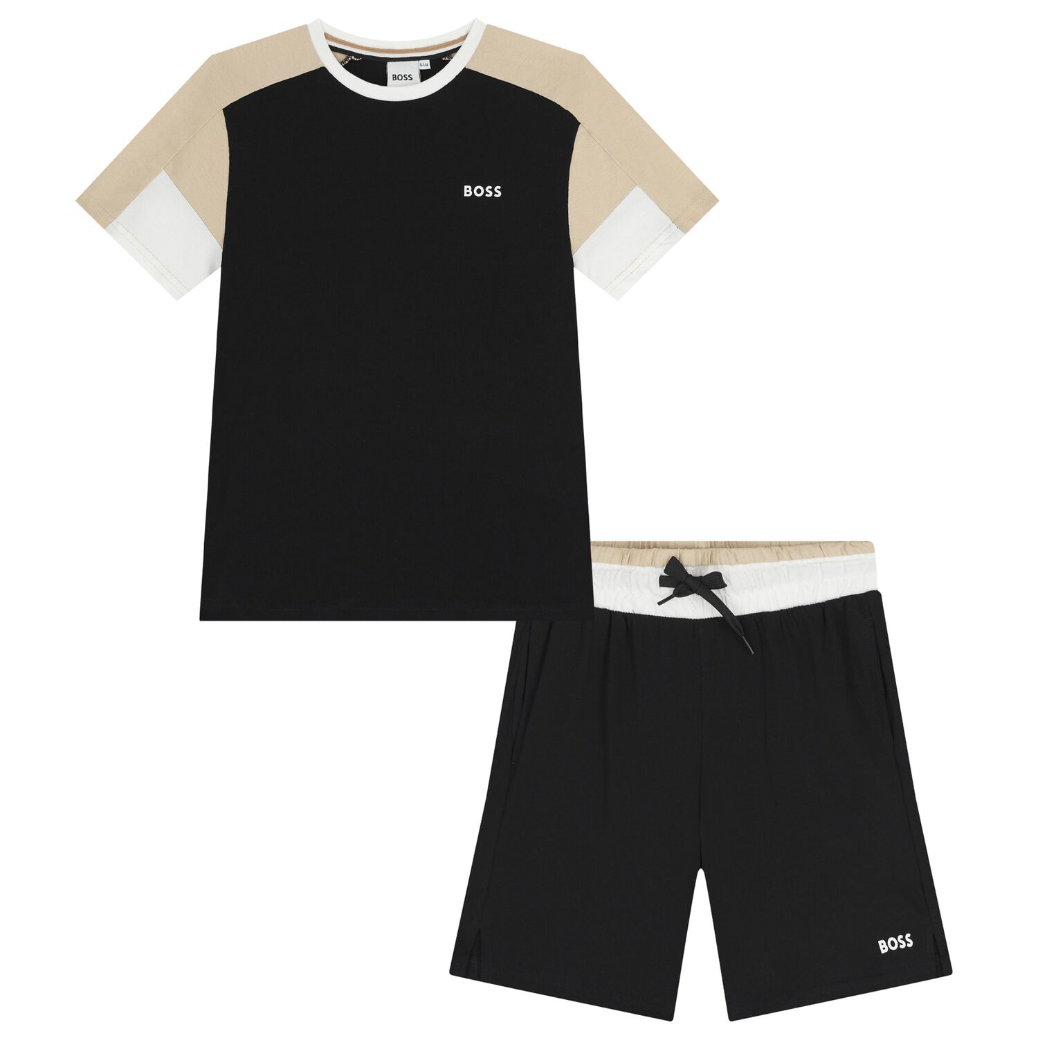 Boys Black Logo Shorts Set, 2, hi-res