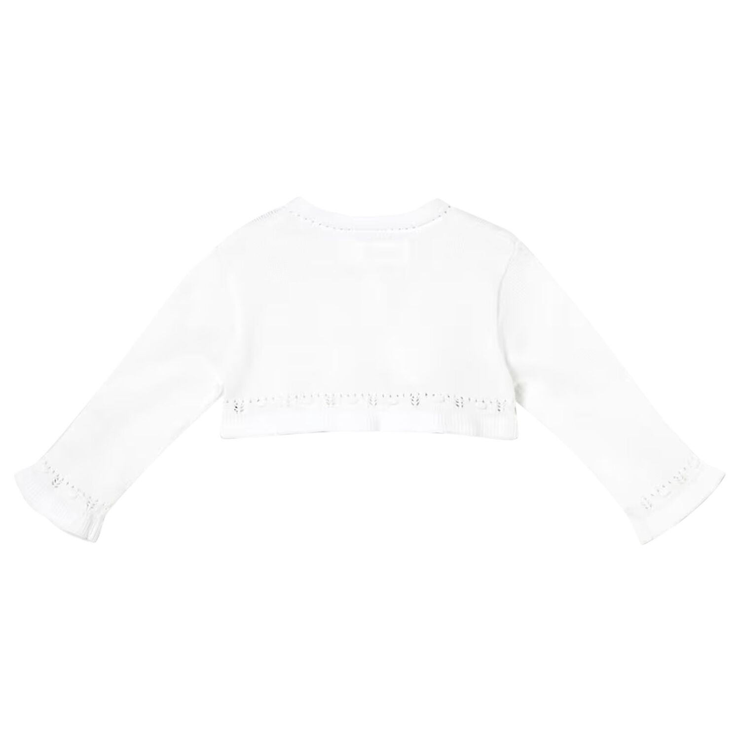 Baby Girls White Knitted Cardigan, 1, hi-res