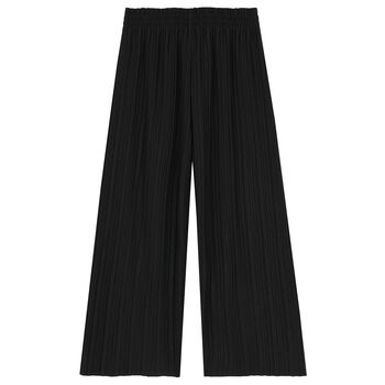 Girls Black Pleated Trousers