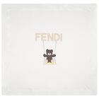 White & Beige Teddy Bear Logo Padded Baby Blanket, 2, hi-res