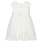 Girls Ivory Oversized Bow Tulle Dress, 1, hi-res