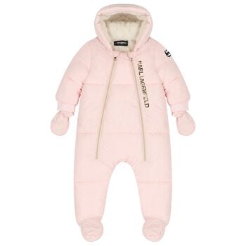 Baby Girls Pink Logo Snowsuit