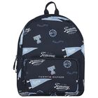 Boys Navy Blue Logo Backpack, 1, hi-res