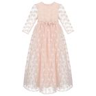Girls Pink Flower Organza Dress, 1, hi-res