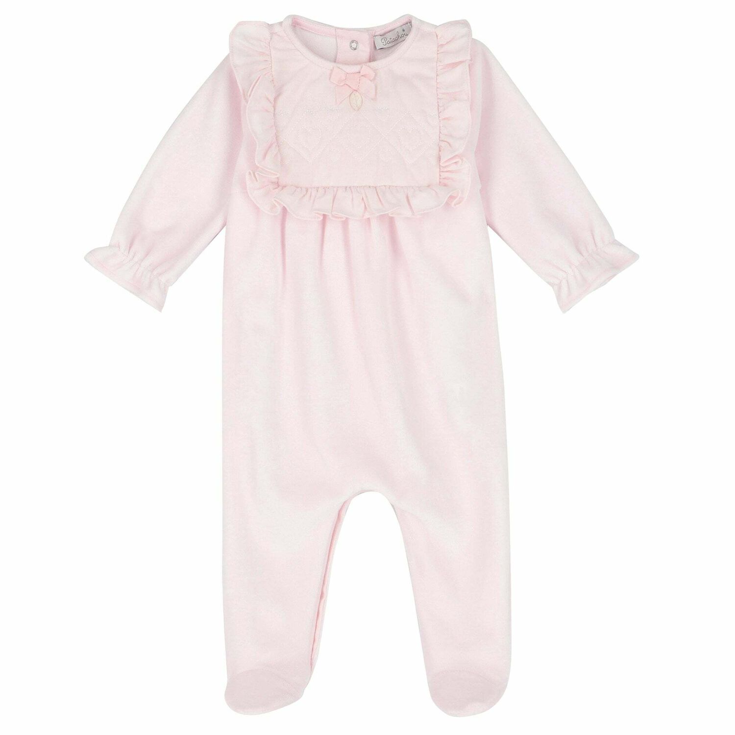 Baby Girls Pink Bow Babygrow, 1, hi-res