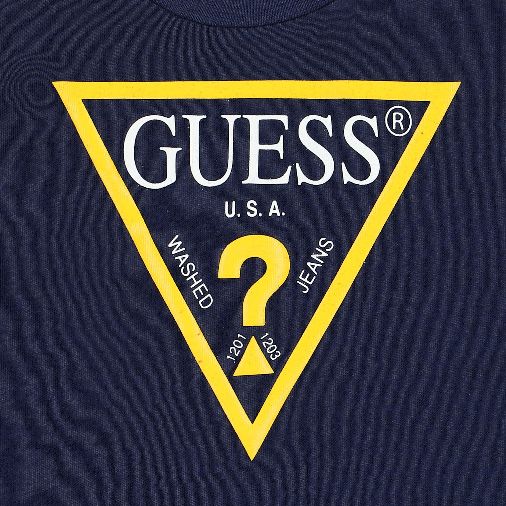 Guess jeans yellow and blue shirt top