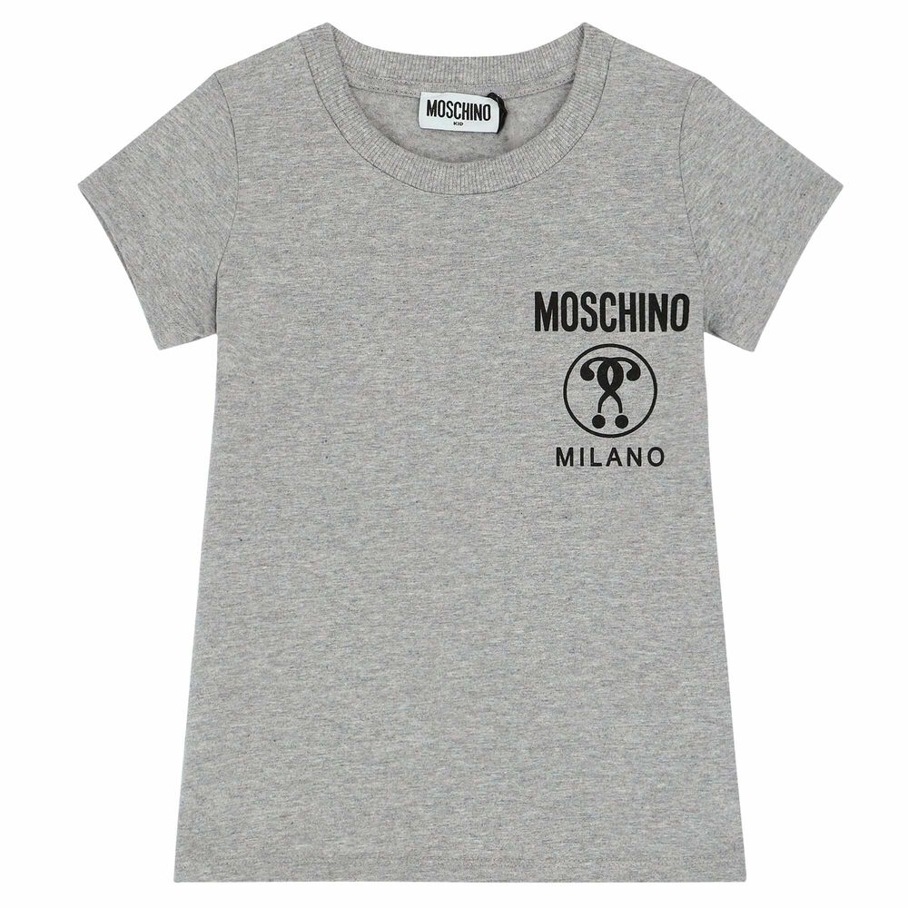 Moschino Girls Grey Logo T-Shirt | Junior Couture UAE